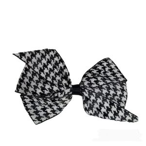 Vintage Cheri Lynn Hair Bow NEW Barette Black & White Houndtooth 90s